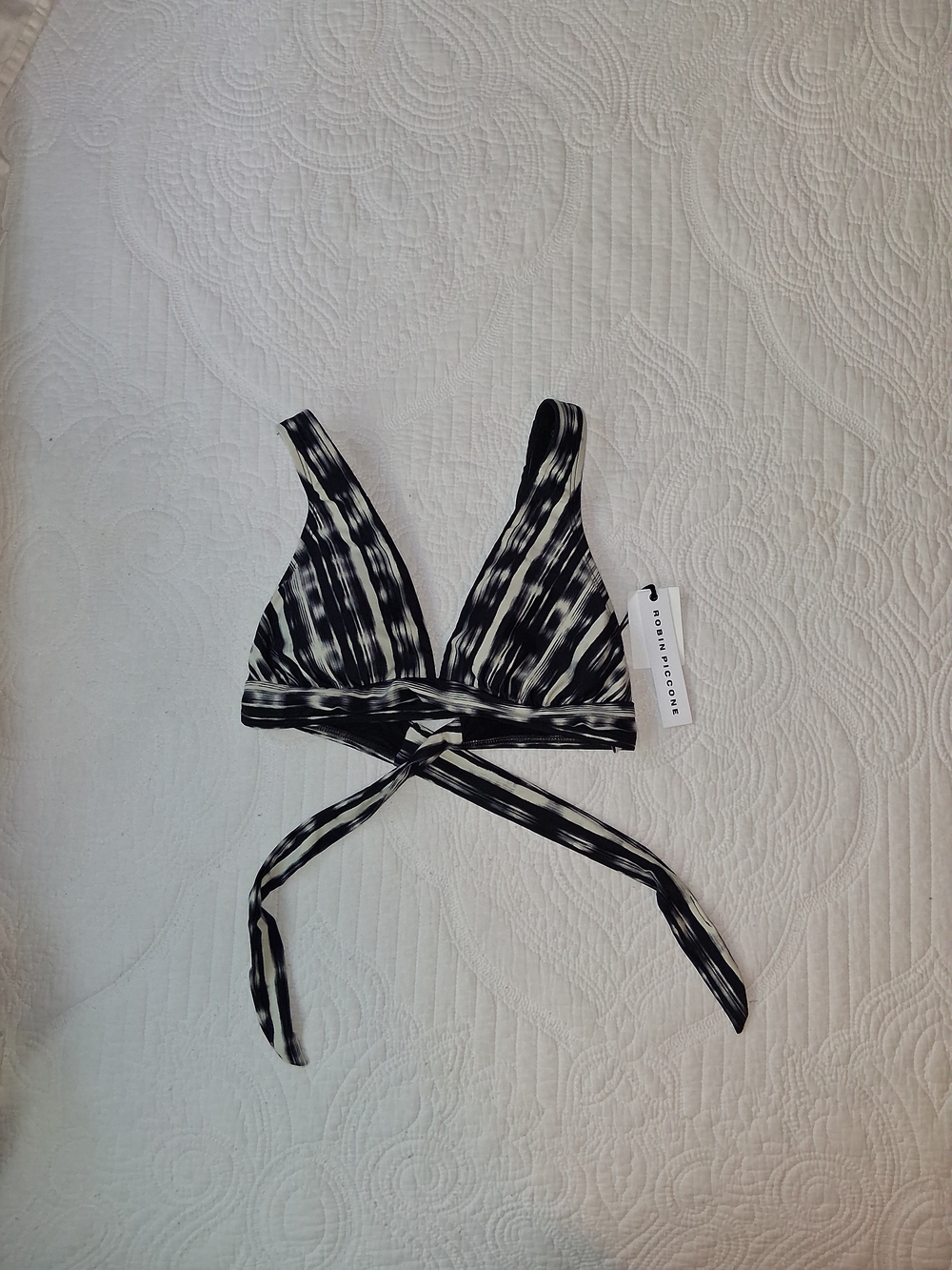 Robin Piccone Black & White Tie-Dye Bralette - Picture 3 of 6